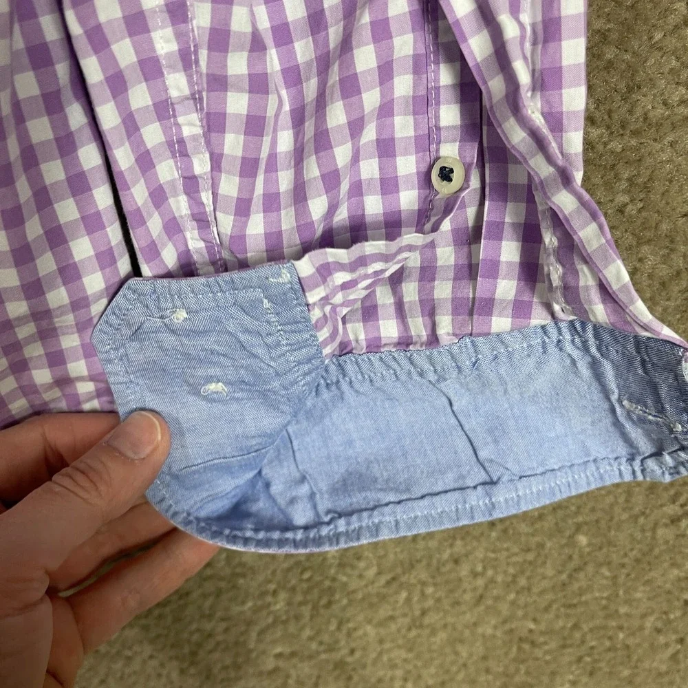 Banana Republic Men's Button‎ Down Shirt Medium Purple White Gingham Check